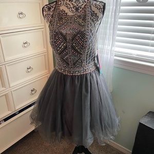 Sherri Hill Gray Two-Piece Homecoming Dress